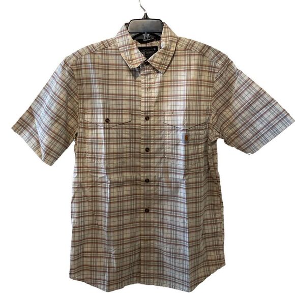 Carhartt cream red gray plaid buttons pockets relaxed fit rugged flex brand new - Picture 1 of 4